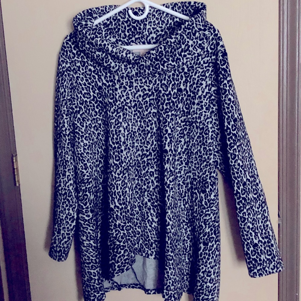 New leopard print crawl neck sweater